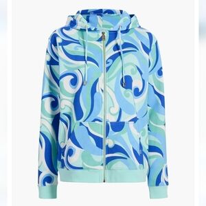 *NWT Hill House The Allie Zip up cotton hoodie in Ocean Kaleidoscope print Sz M